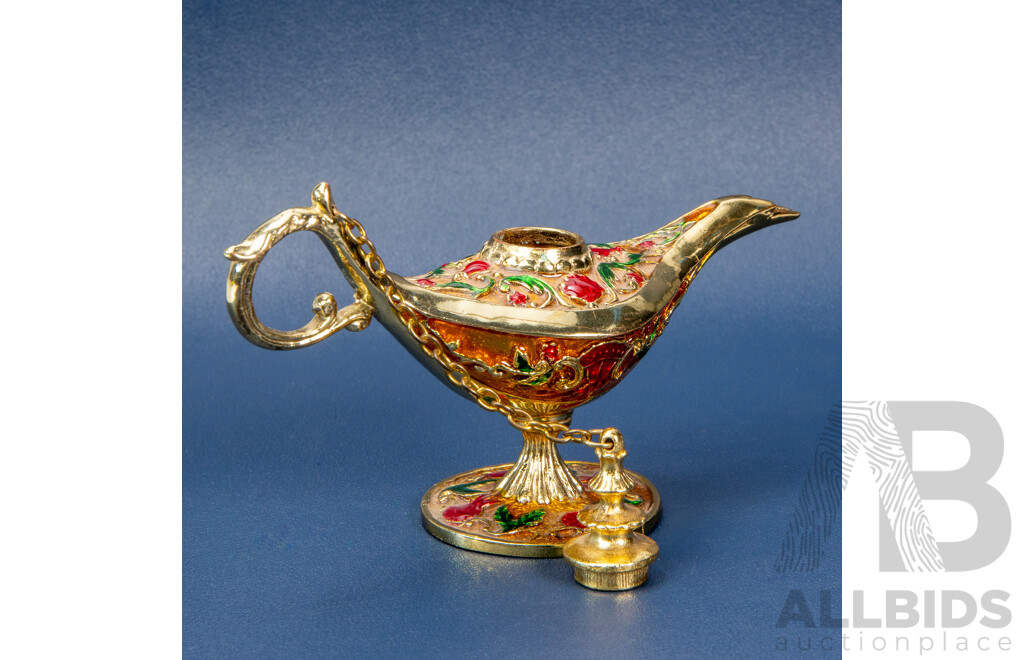 Beautiful Bejewelled Miniature Brass Genie Lamp