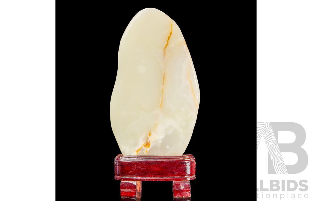 Large Stone Scholar's Rock Sculpture on Wooden Base