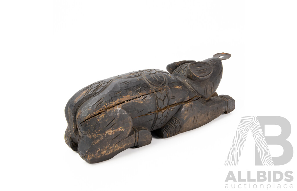 Antique (19th Century) Rattanakosin Period Thai Wooden Rabbit with Coconut Grater Nose