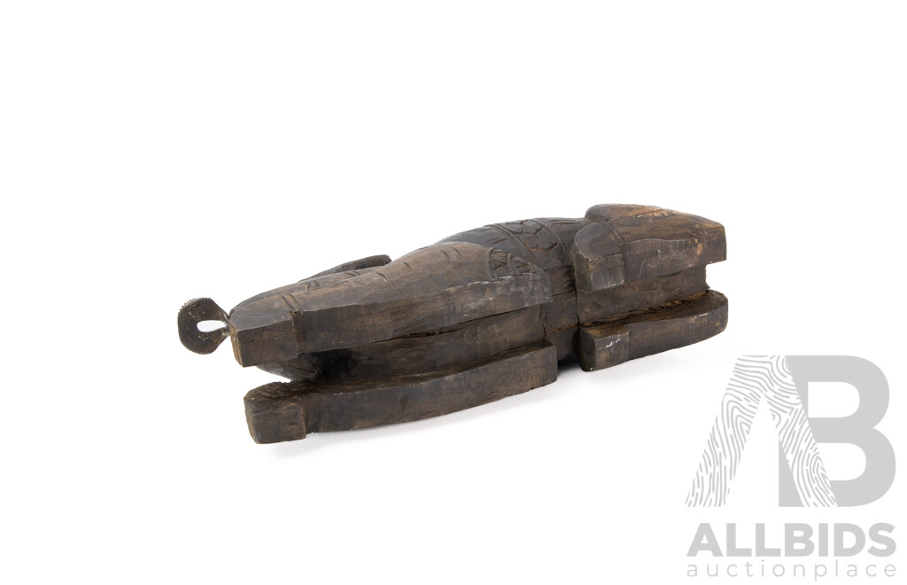 Antique (19th Century) Rattanakosin Period Thai Wooden Rabbit with Coconut Grater Nose