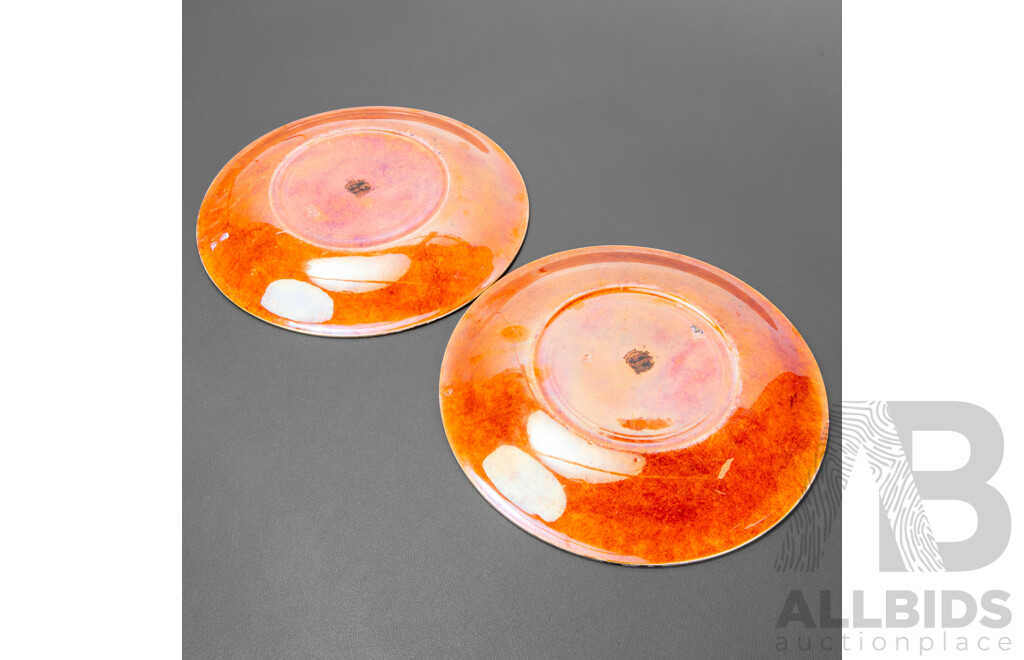 Pair of Antique/Vintage (1920s-1930s) Grimwades Lustre Plates with Galleon Pattern