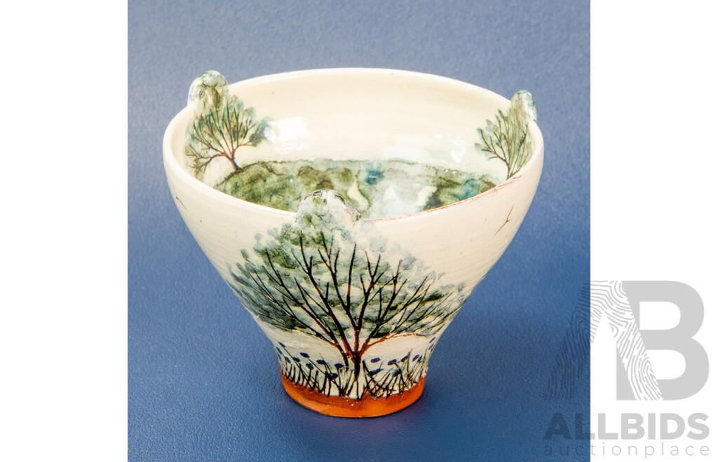 Peter Bolton (England) Art Pottery Small Tree Bowl 'Joy of the Sweet Green Earth'