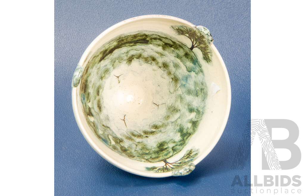 Peter Bolton (England) Art Pottery Small Tree Bowl 'Joy of the Sweet Green Earth'