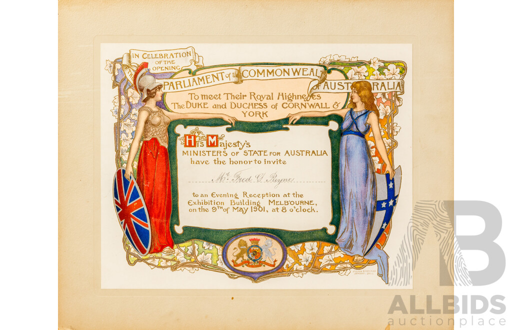 Four Invitations From 1901 Opening of Parliament of Australia
