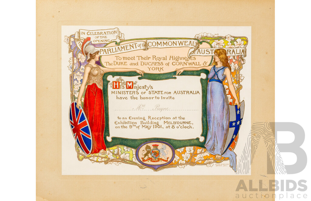 Four Invitations From 1901 Opening of Parliament of Australia