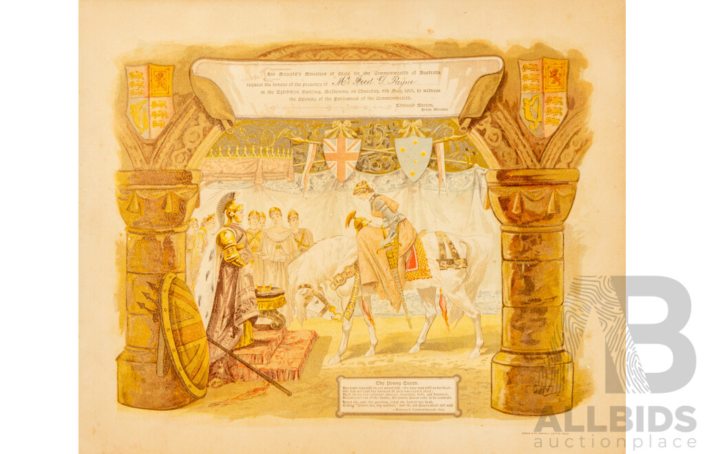 Four Invitations From 1901 Opening of Parliament of Australia