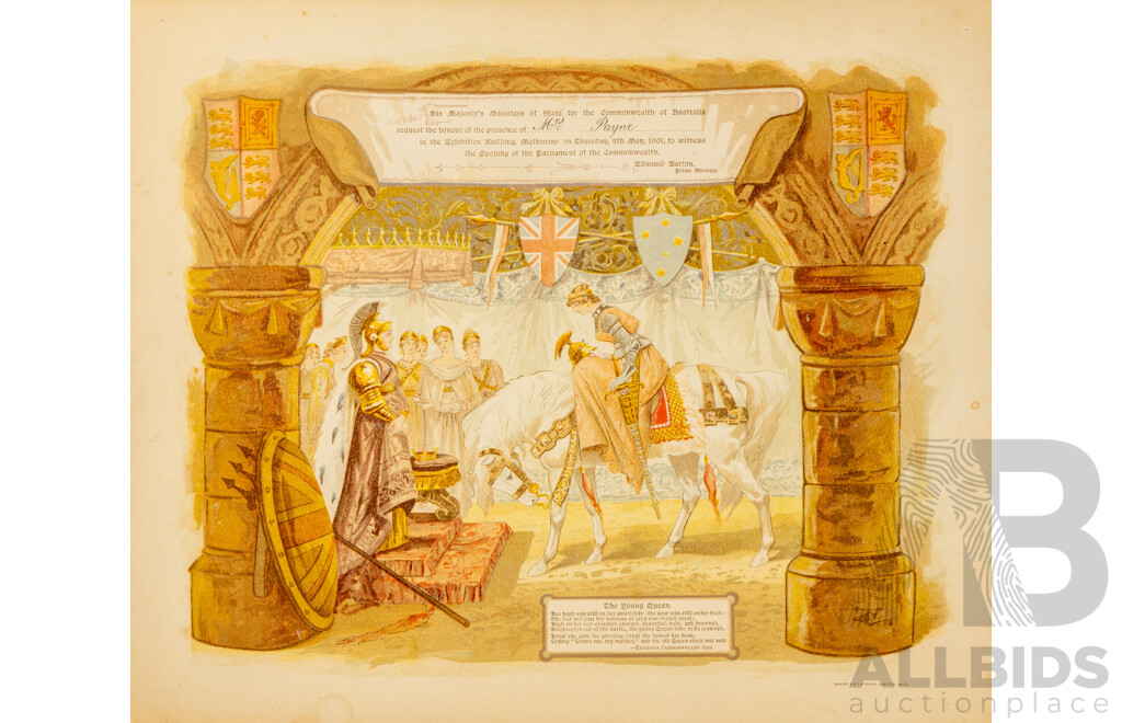 Four Invitations From 1901 Opening of Parliament of Australia