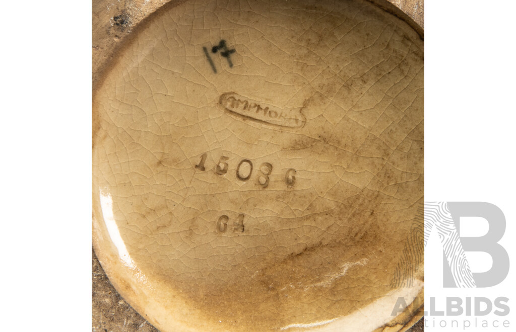 Tall Vintage Art Deco Amphora (Czechoslovakia) Finely Carved & Glazed Bird Vase - Marked to Base