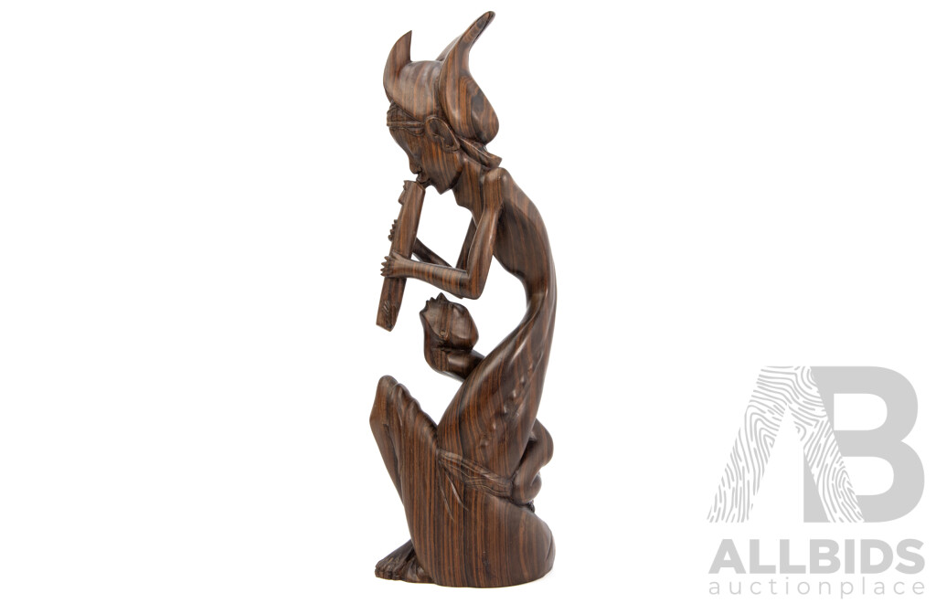 Beautiful Hardwood Indonesian Statue of Mother and Child