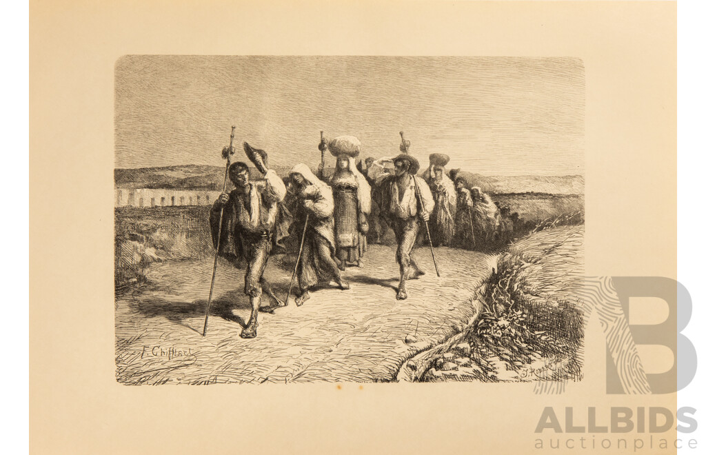 Absolutely Stunning Antique Folio of Approx 50 Francois Chifflart and Edmond Morin Woodblock Engravings