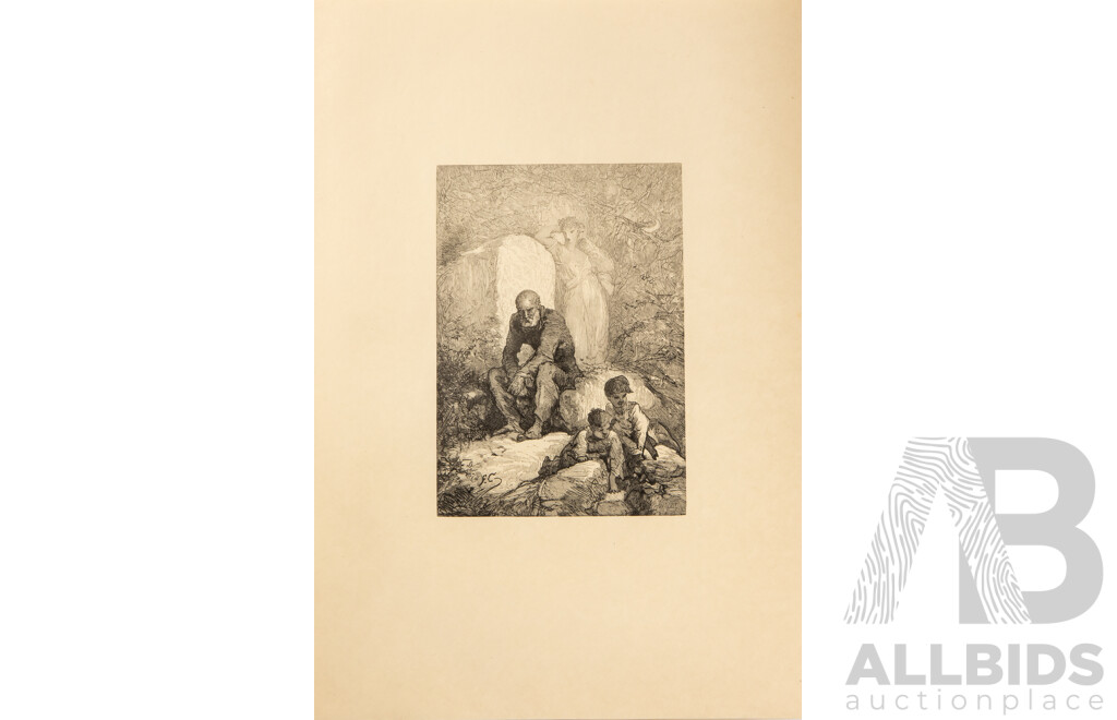 Absolutely Stunning Antique Folio of Approx 50 Francois Chifflart and Edmond Morin Woodblock Engravings