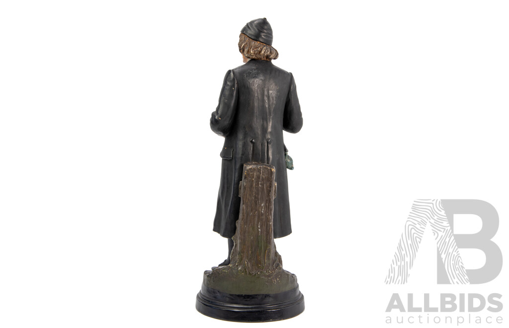 Antique (mid 19th Century) Bernard Bloch (Austrian 1836 - 1909) Terracotta/Porcelain Statue of Ebenezer Scrooge - #4074