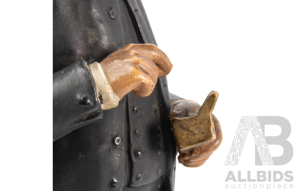 Antique (mid 19th Century) Bernard Bloch (Austrian 1836 - 1909) Terracotta/Porcelain Statue of Ebenezer Scrooge - #4074