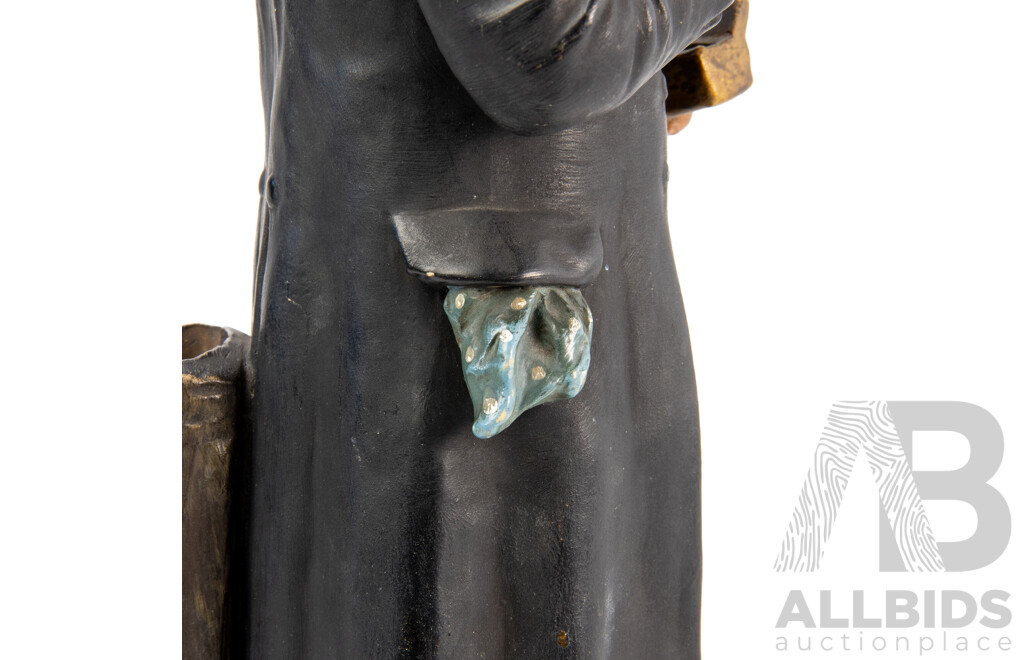 Antique (mid 19th Century) Bernard Bloch (Austrian 1836 - 1909) Terracotta/Porcelain Statue of Ebenezer Scrooge - #4074