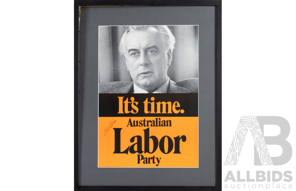 Vintage Signed Gough Whitlam Labour Party Poster (1972), 66 x 52 cm (frame)