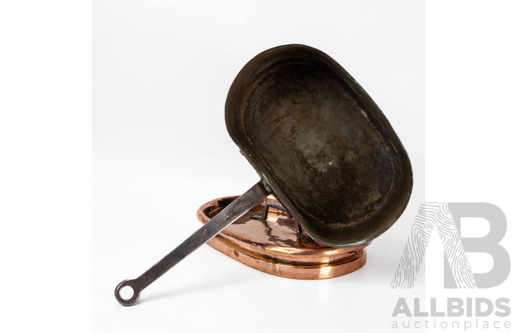 Antique French Copper Daubiere, Iron Handles