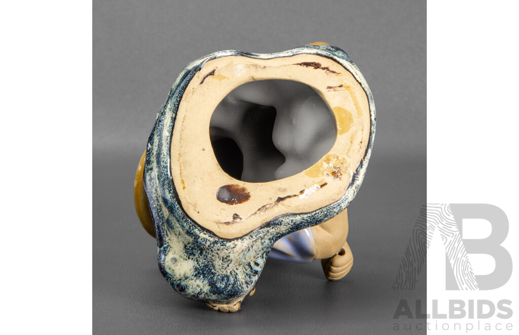 Pair of Vintage Shiwan Ceramic Glazed Pottery Incense Holder Figurines