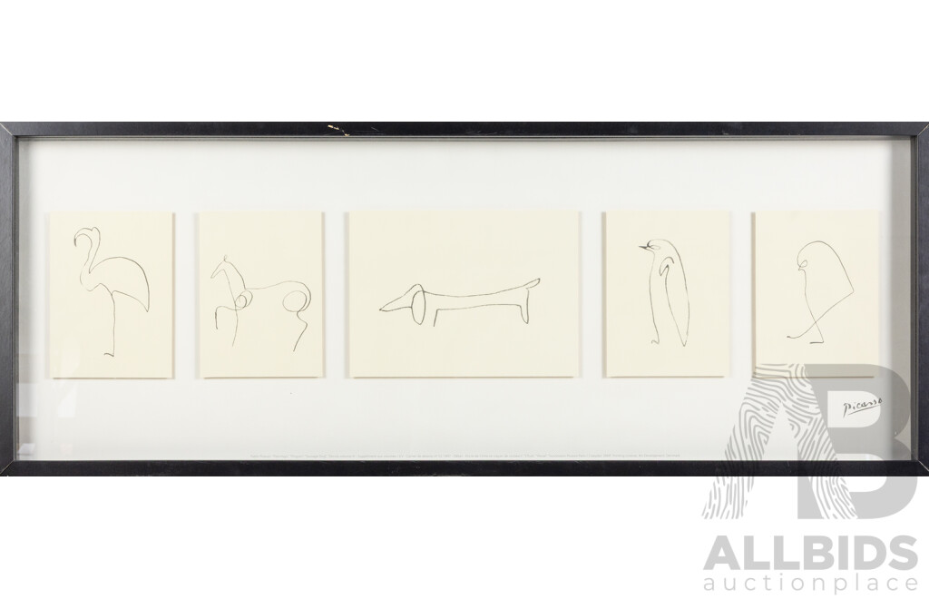 Vintage IKEA Picasso Landscape 5 Animal Print Glass Framed 104cm X 40cm