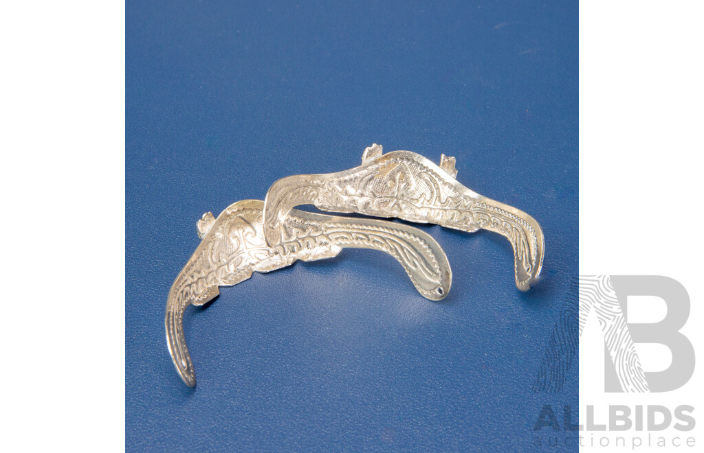 Set of Vintage Western Silvered Boot Toe Tips