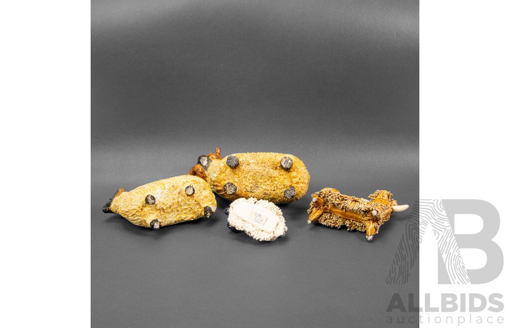 Four Ceramic Vintage Ram Figurines