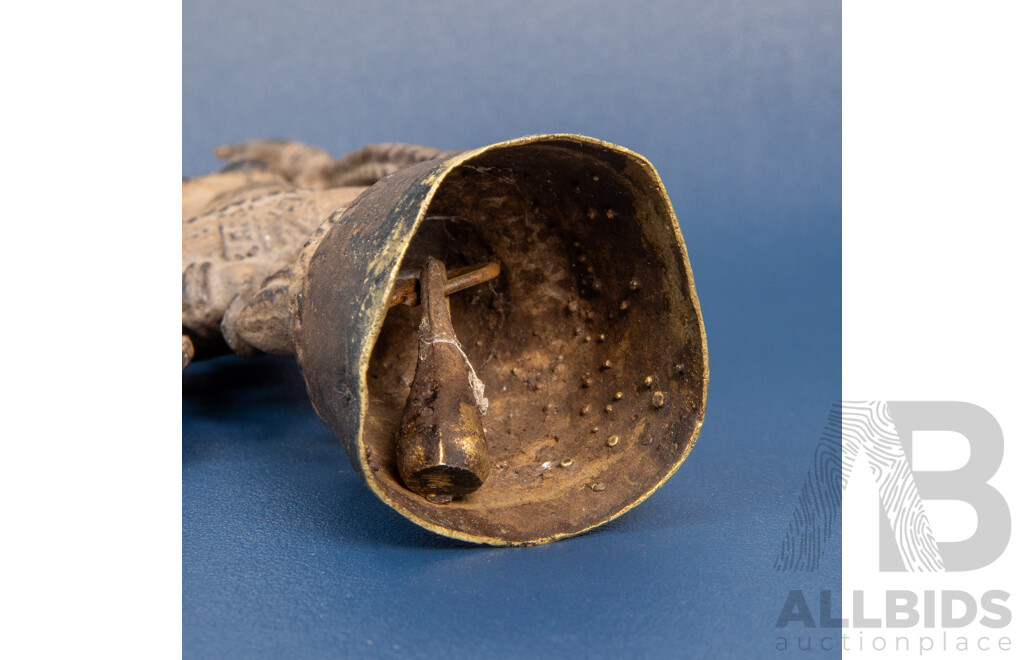 Antique Bronze Apsara Dancer Statuette with Bell