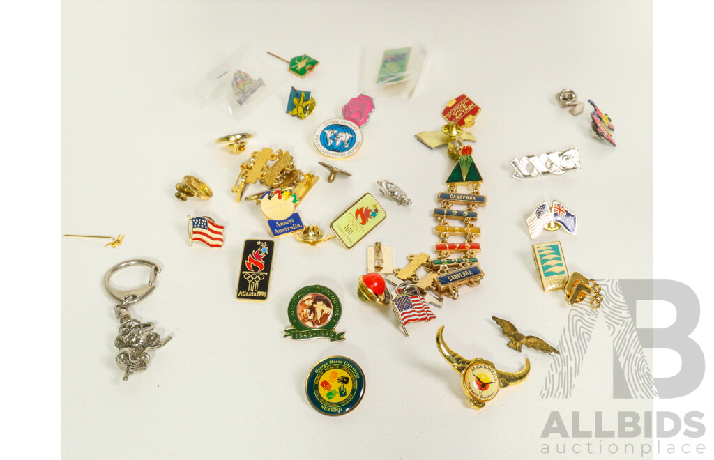 Large Collection of Badges Many Vintage