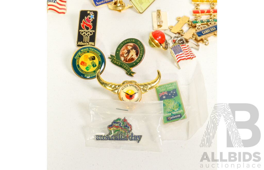 Large Collection of Badges Many Vintage