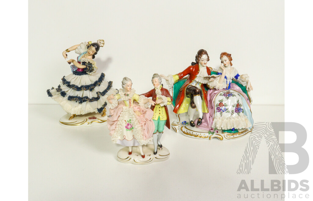 Set of 3 German Lace Figurines