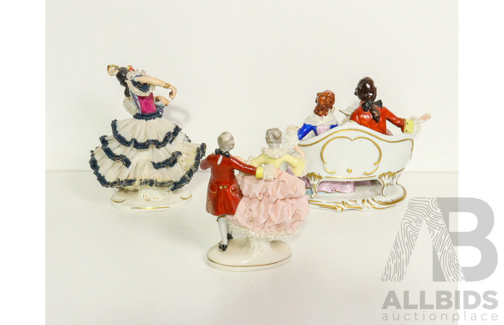 Set of 3 German Lace Figurines