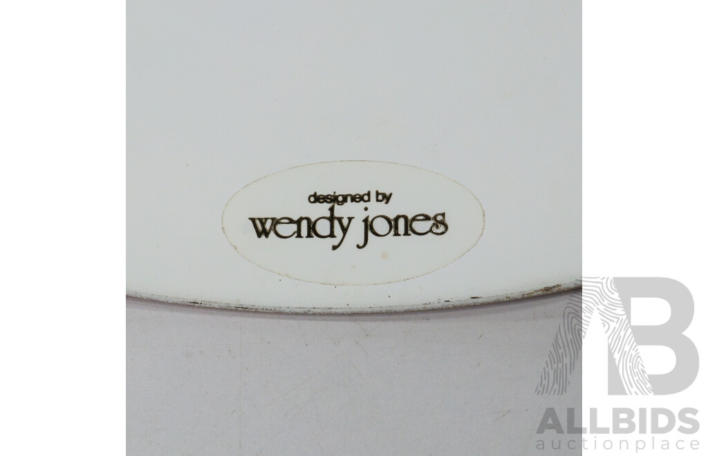 Pair of Light Taupe Enamel Light Shades with White Interior Designed by Wendy Jones Surface Wear
