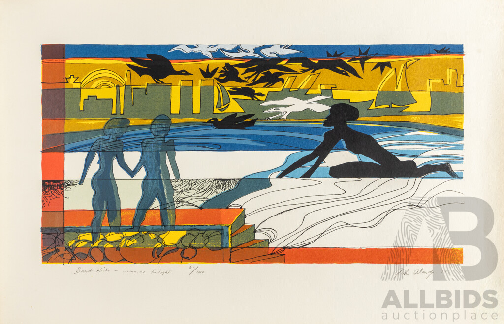 John Aland (1937-2005) 1970 Limited Edition Lithograph: Board Rider - Summer Twilight - No X of 100