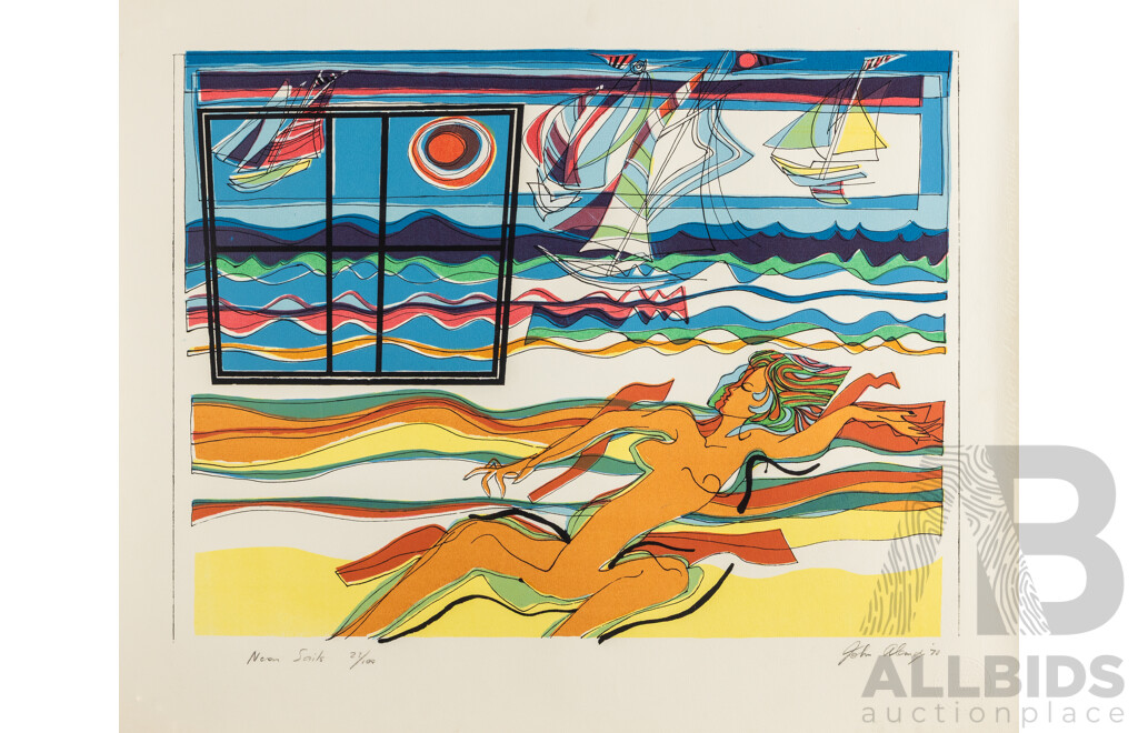 John Aland (1937-2005) 1970 Limited Edition Lithograph: Noon Sails: 1970 - No X of 100