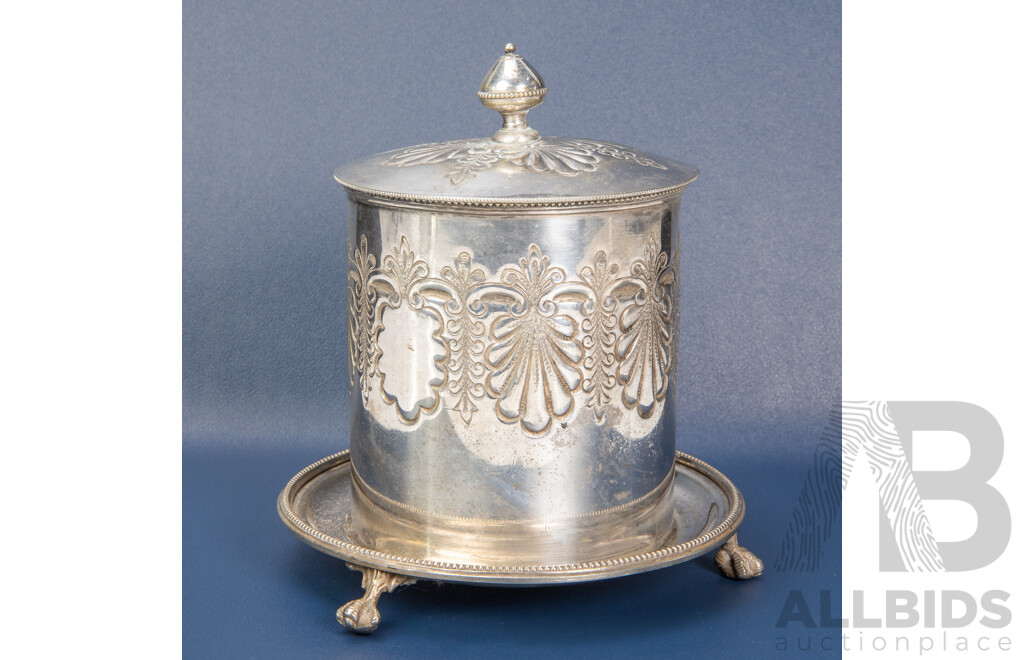 Antique Silver Plated English Biscuit Canister by H&H