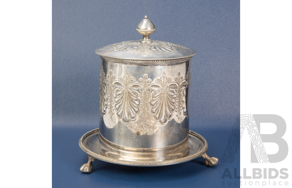 Antique Silver Plated English Biscuit Canister by H&H