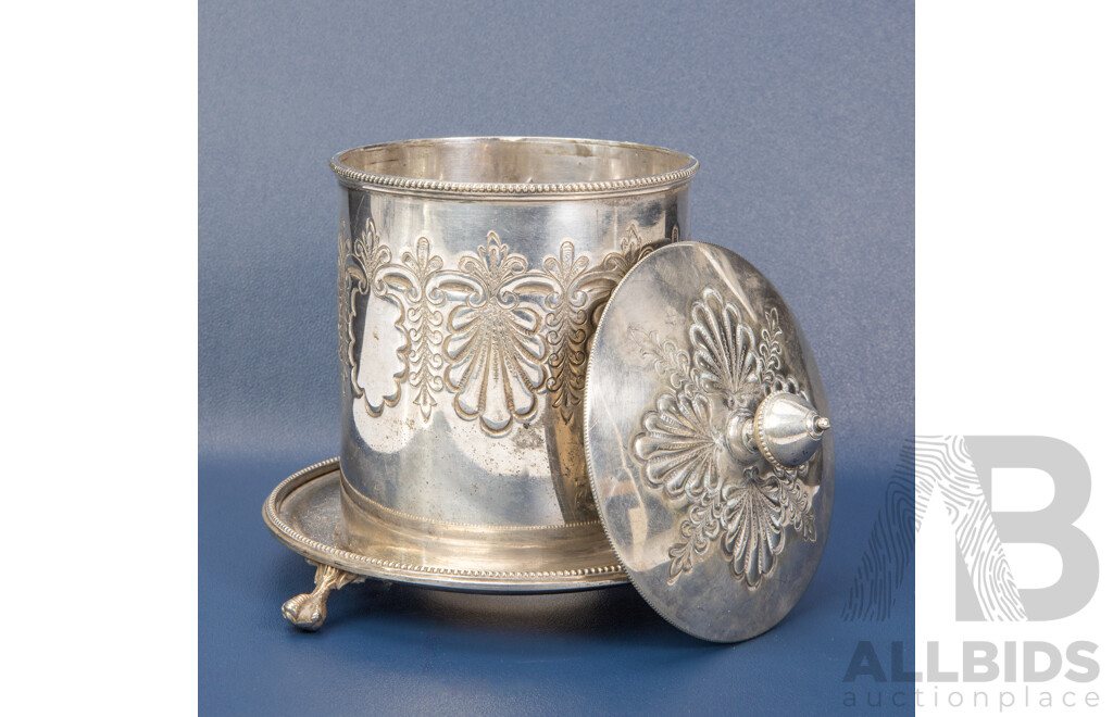 Antique Silver Plated English Biscuit Canister by H&H