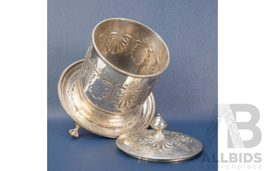 Antique Silver Plated English Biscuit Canister by H&H