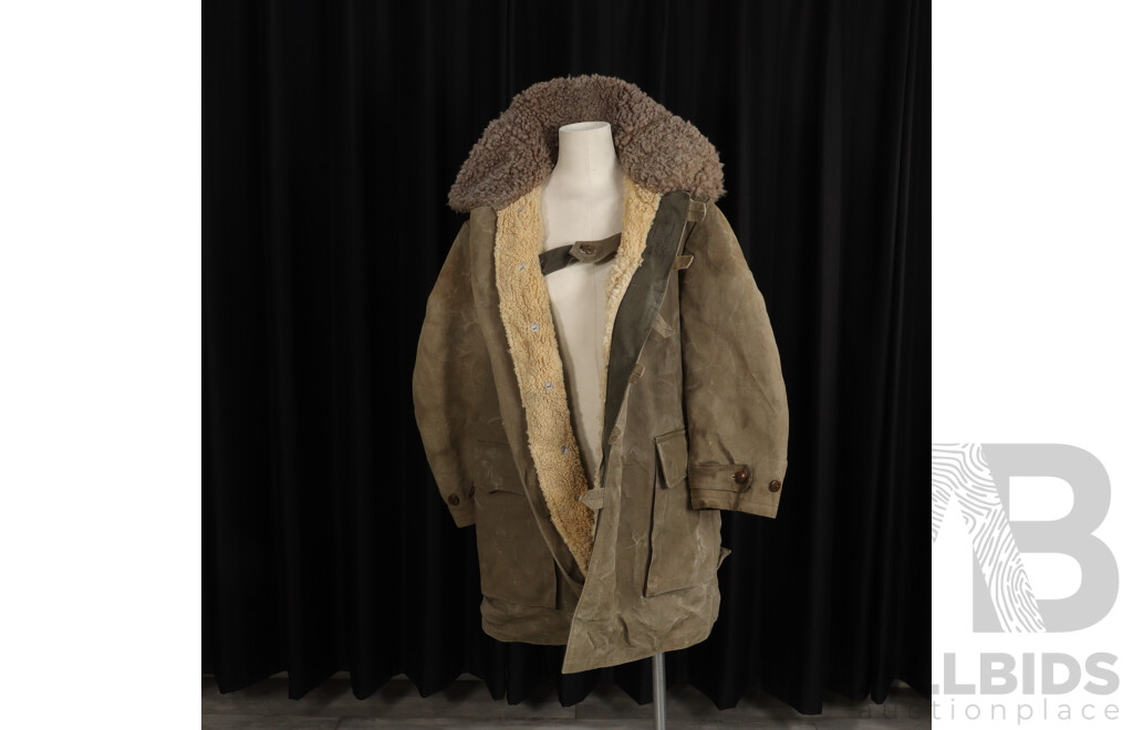 Vintage 1940 Orebro Sport & Bilekipering Swedish WWII Military Fur Trimmed M1909 Sheepskin Military Utrustningar Jacket