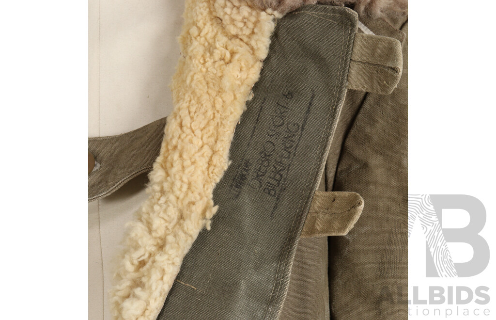 Vintage 1940 Orebro Sport & Bilekipering Swedish WWII Military Fur Trimmed M1909 Sheepskin Military Utrustningar Jacket