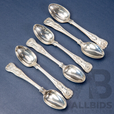 Six George Aldwinckle (London) Sterling Silver Spoons, C.1840s