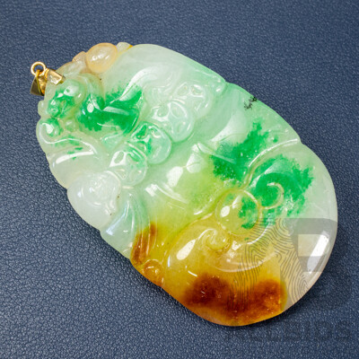 18ct Gold Tri Colour Jade Pendant
