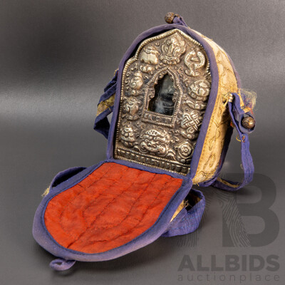 Antique Tibetan Silver Buddhist Gau Shrine Prayer Box