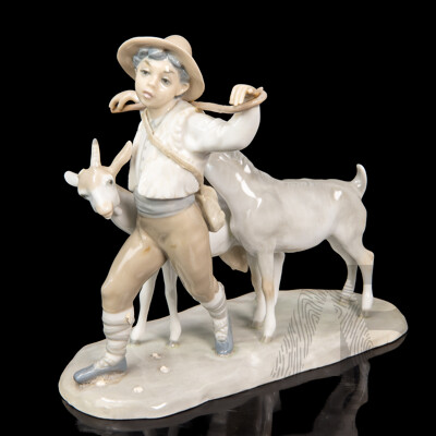 Early Lladró (Spain) ‘Shepherd Boy with Goats & Kid’ Figurine (1960–1963)