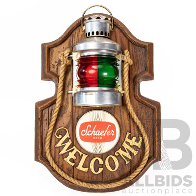Working 1970s Schaefer Beer Nautical Welcome Sign
