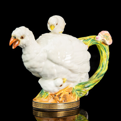 Rare Moore Brothers ‘Quail and Chick’ Teapot, C.1870
