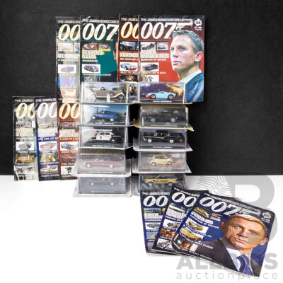 Collection of 10 James Bond Model Cars with Magazines