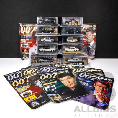 Collection of 10 James Bond Model Cars with Magazines