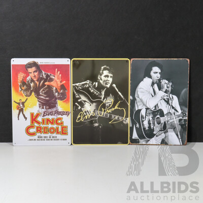 Set of 3 Brand New Elvis Metal Signs