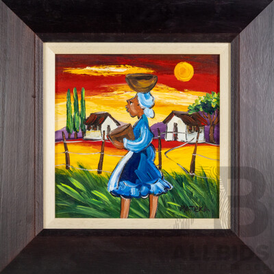 Wonderful Acylic Painting on Board by Mateka, South African