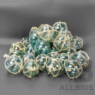Collection Of 32 Small Glass Fishing Floats