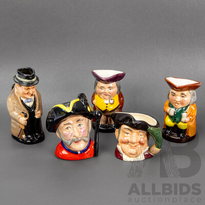 Collection of 5 Miniature Toby Jugs